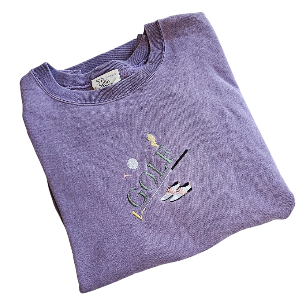 Vintage Top Threads Adult Large Golf Purple Sweatshirt